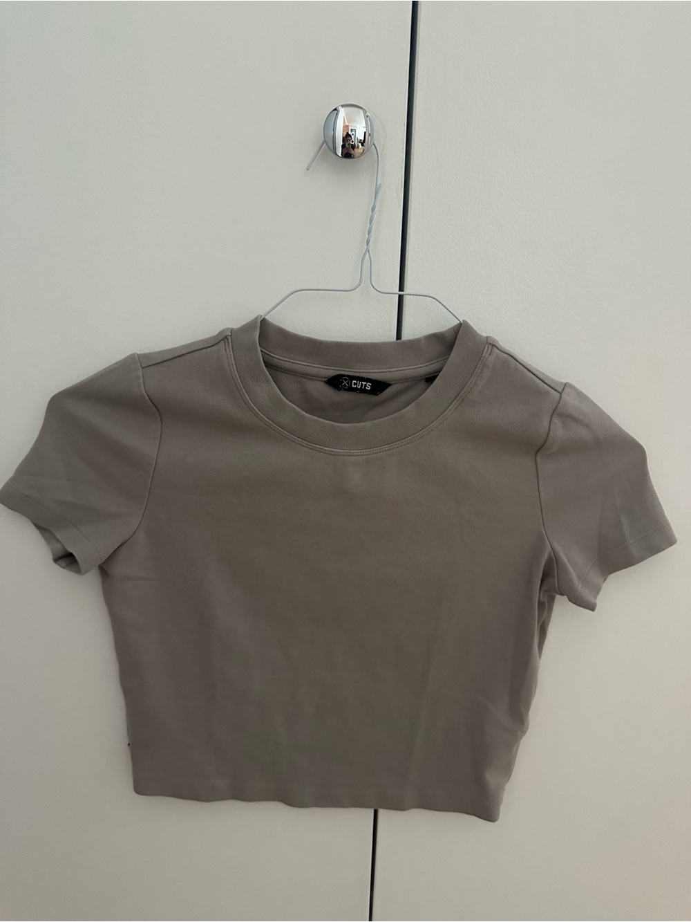 Cuts Clothing Cropped Crewneck Tee in gray